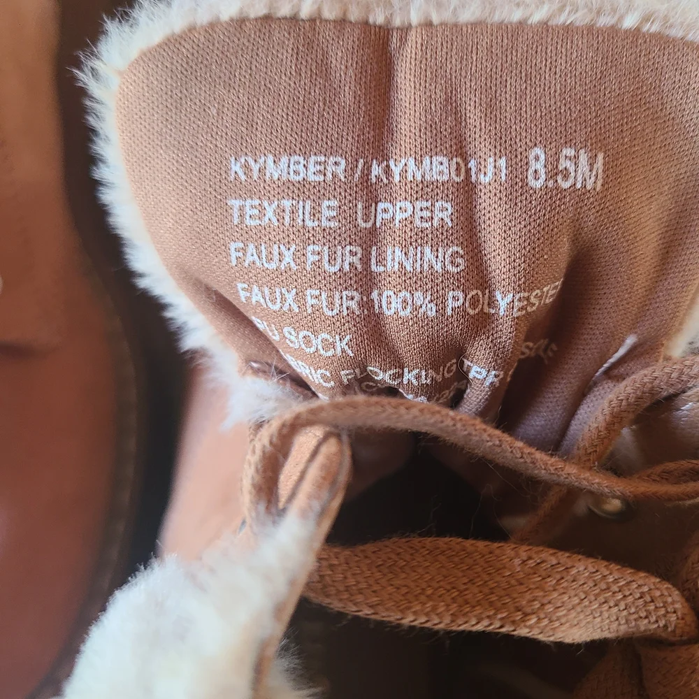 Madden Girl Kymber Ankle Boots Caramel Side Zip Faux Fur Boots Size 8.5